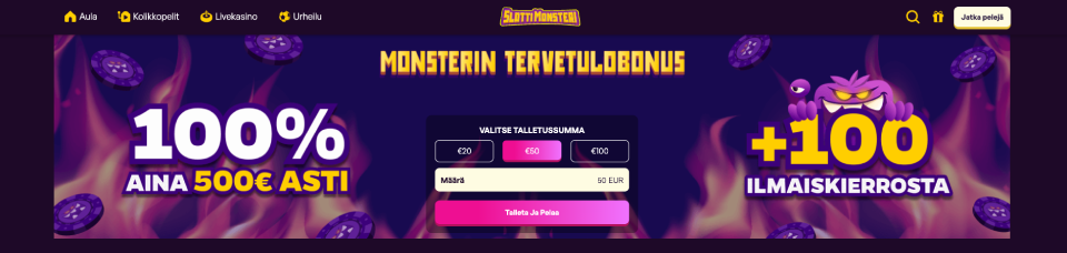 slottimonsteri kasino kokemuksia